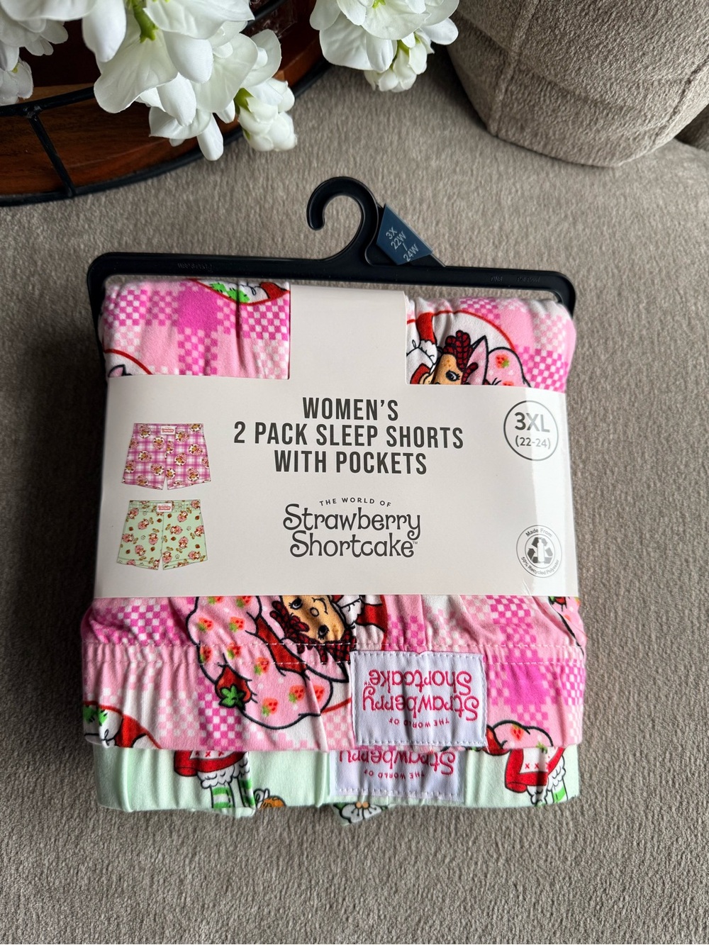 Womenâs 2-Pack Sleep Shorts with Pockets - Strawberry Shortcake NWT Size 3x